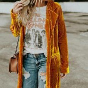 Burnt Orange Long Velvet Jacket,  S,M,L,XL NWOT